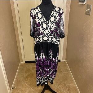 Olivia Matthews Black and Purple Midi Dress